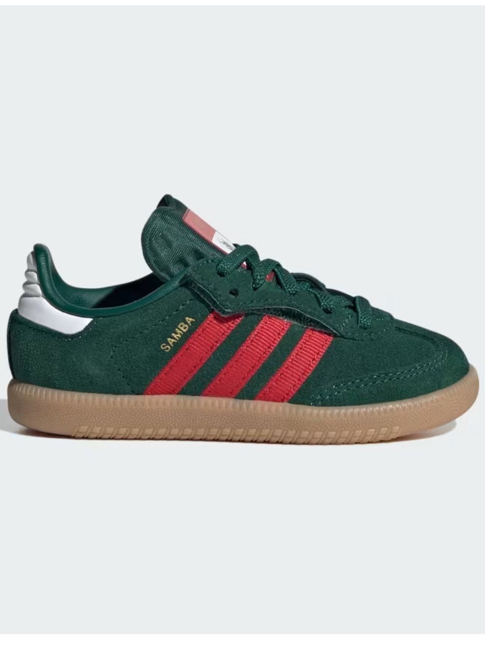 adidas Samba OG Kids Sneaker in Green with Red Stripes - Size 11T